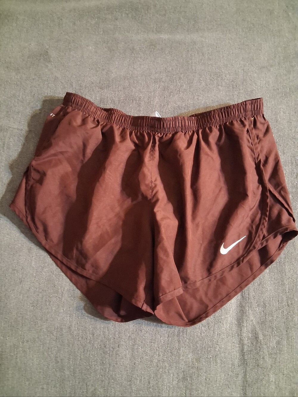 Nike Women’s Maroon Athletic Running Shorts with White Swoosh